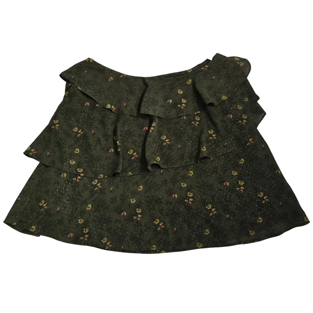 Karl Marc John Joana Skirt XS Sapin Green Floral Ruffle Mini‎ Asym Coquette Boho